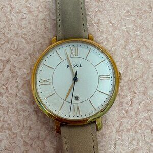 Fossil Brand Womens Stainlesss Steel‎ Beige Watch Gold Tone ES3988
